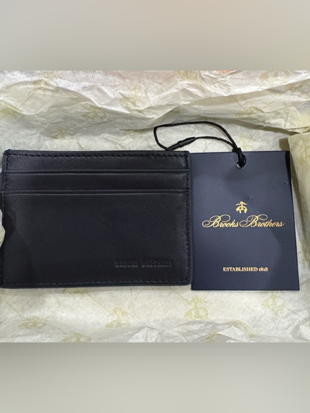 Brooks Brothers Black Leather Slim Card Sleeve
